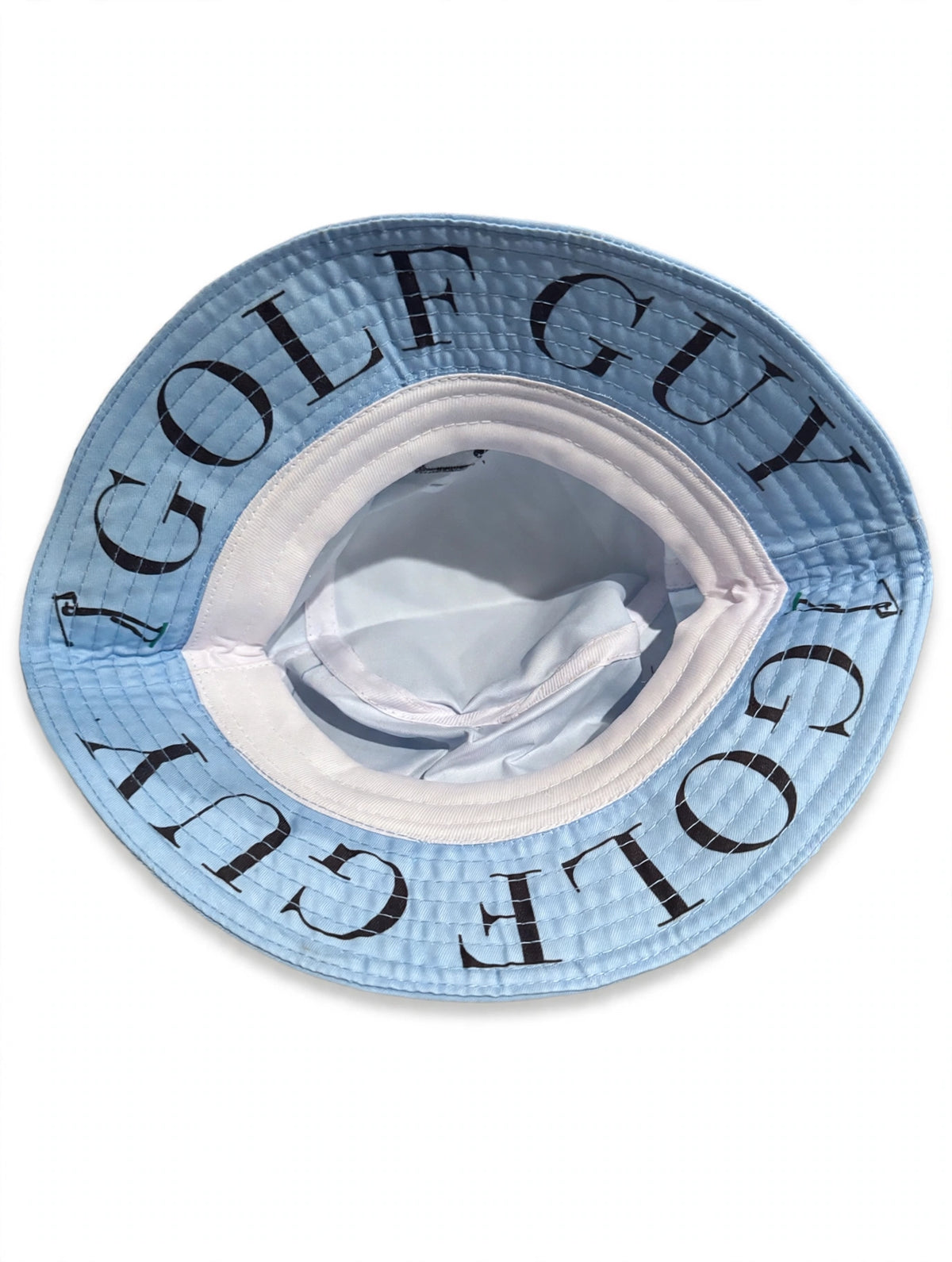 Golf Guy Stick Man Bucket Hat Carolina Blue underbrim