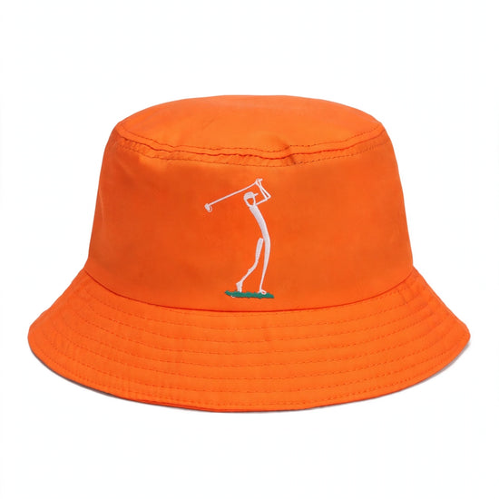 Golf Guy Stick Man Bucket Hat Orange top