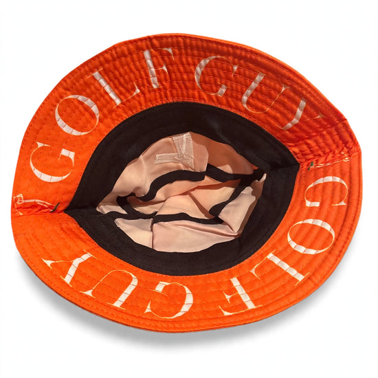 Golf Guy Stick Man Bucket Hat Orange underbrim