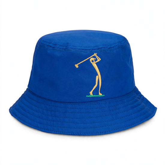 Golf Guy Stick Man Bucket Hat Royal Blue top