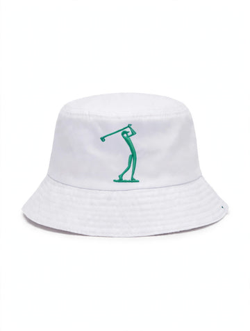 Golf Guy Stick Man Bucket Hat White top