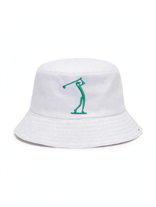 Golf Guy Stick Man Bucket Hat White top
