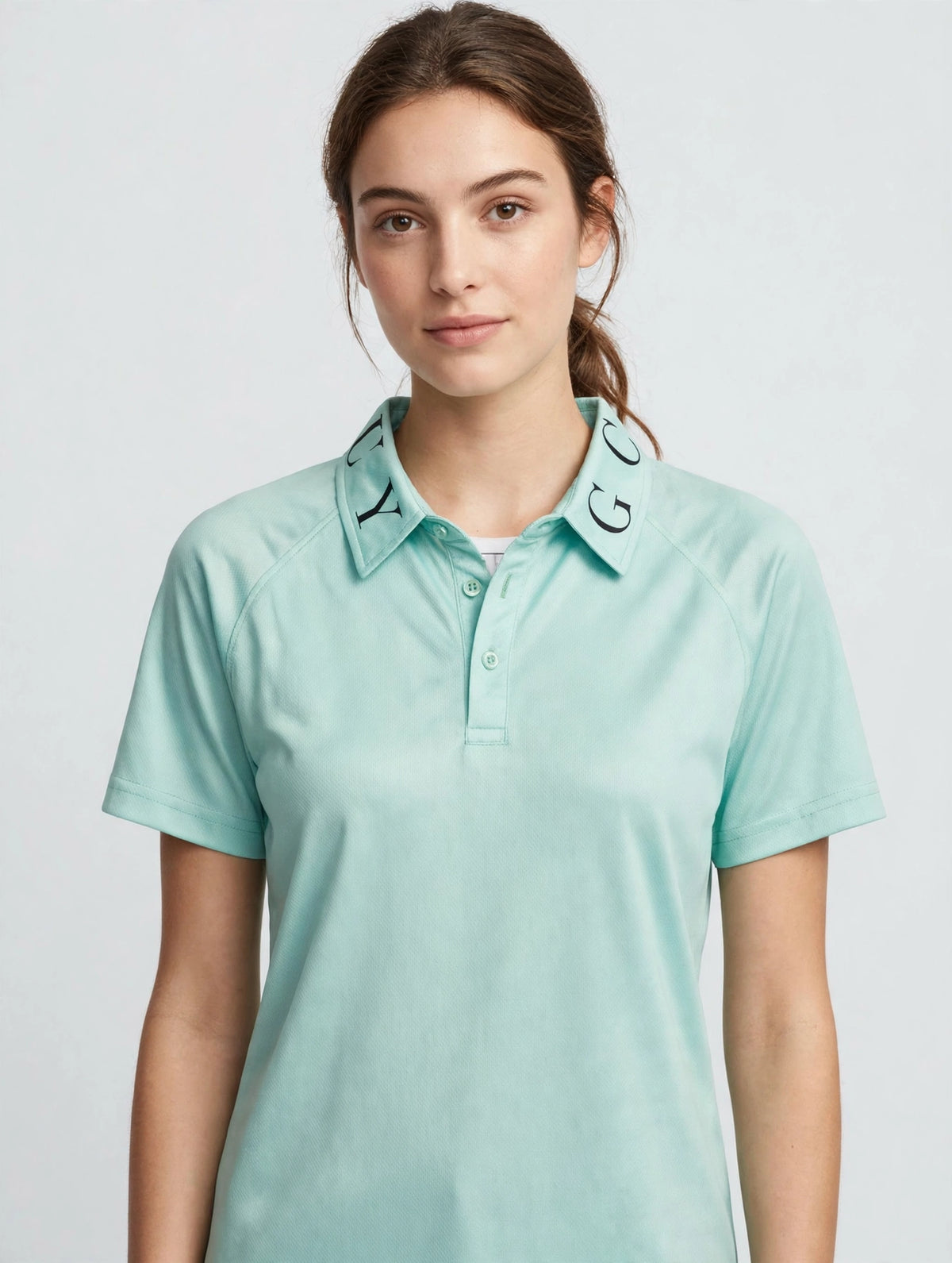 Golf Guy Women's Polo - Mint Green, on model