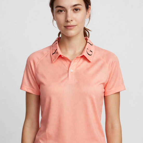 Golf Guy Women's Polo - Peach, on model