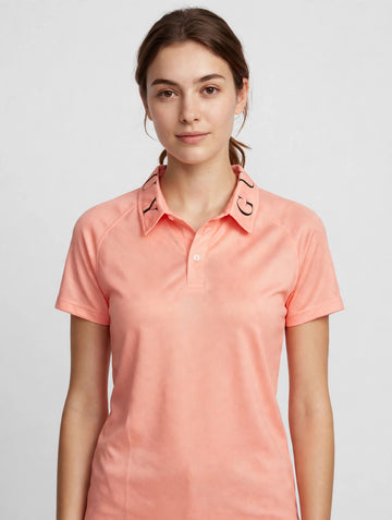 Golf Guy Women's Polo - Peach, on model