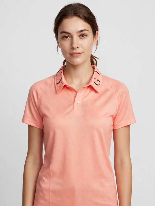 Golf Guy Women's Polo - Peach, on model