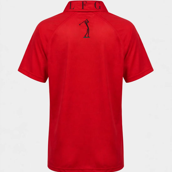 Golf Guy Women's Polo - Red/Black Letters, back