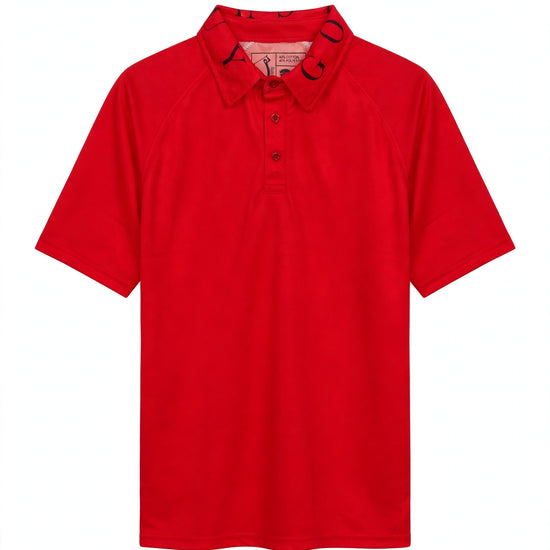 Golf Guy Women's Polo - Red/Black Letters, front