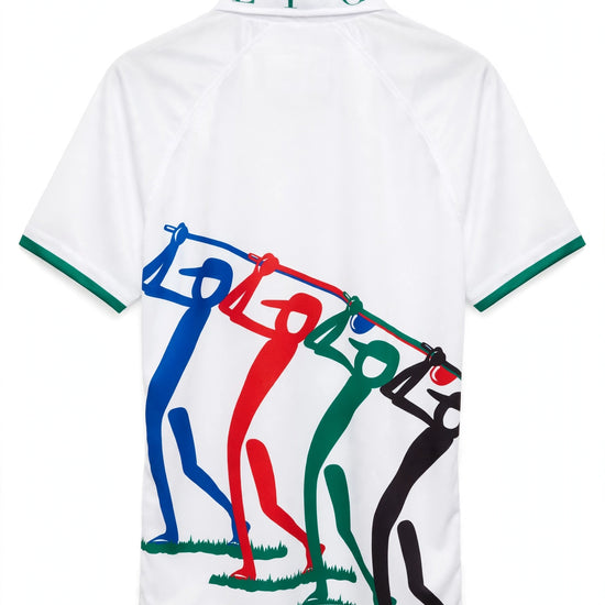 Golf Guy Women's Polo - White/Green Letters, back