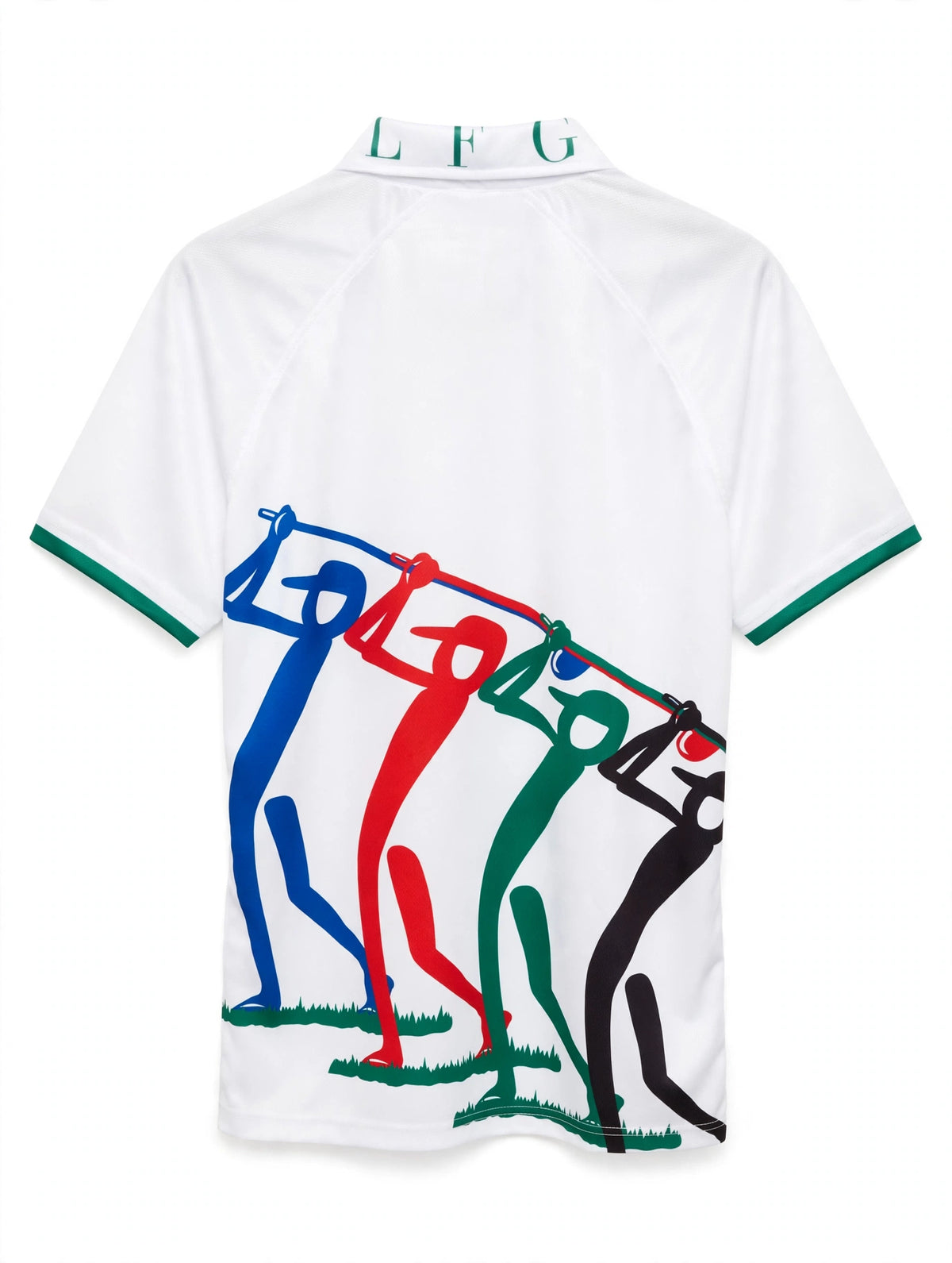Golf Guy Women's Polo - White/Green Letters, back