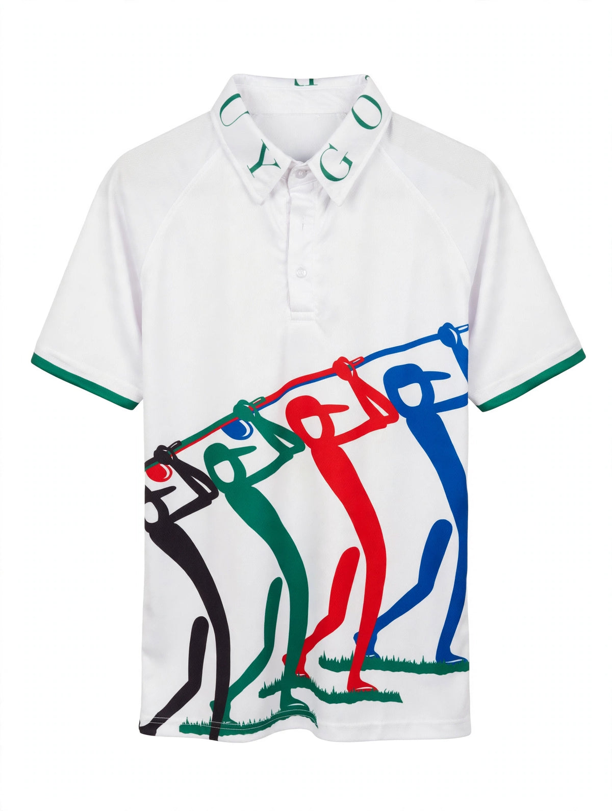Golf Guy Women's Polo - White/Green Letters, front